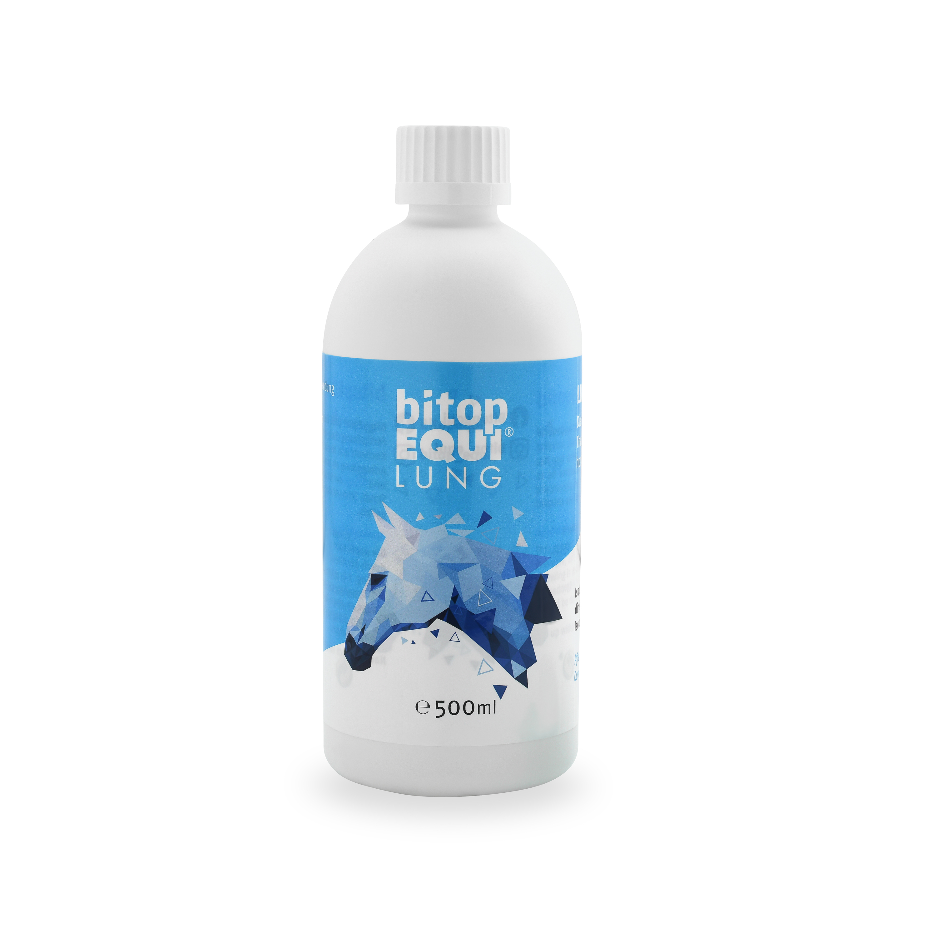 Flasche mit dem Produkt bitopEQUI LUNG für die Lungengesundheit von Pferden