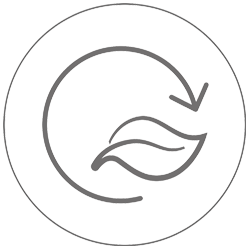 Ein Pfeil der im Kreis zeigt mit einem Blatt